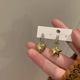 Gold Plated Heart Star Punk Hip Hop Silver Jewelry Female Earring